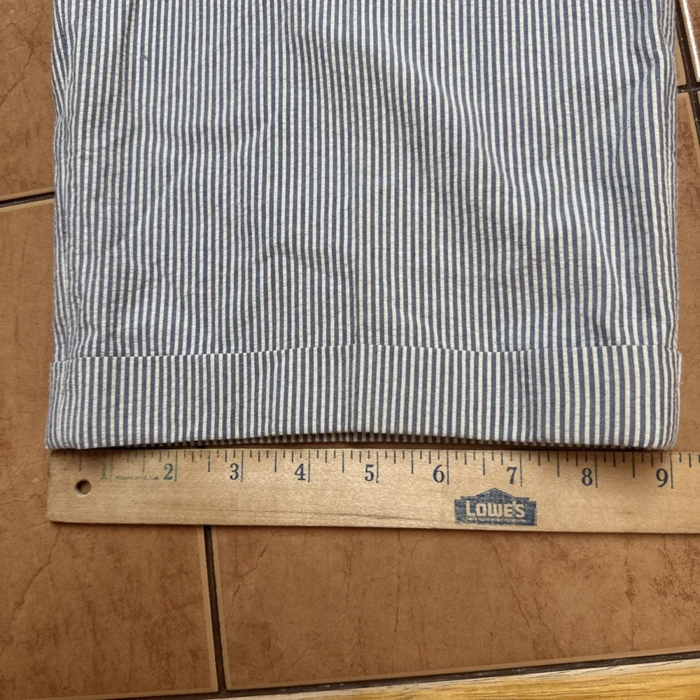 Charleston Khaki By Berle Blue Striped Seersucker Cuffed Chino Pants Sz‎ 33 x 29